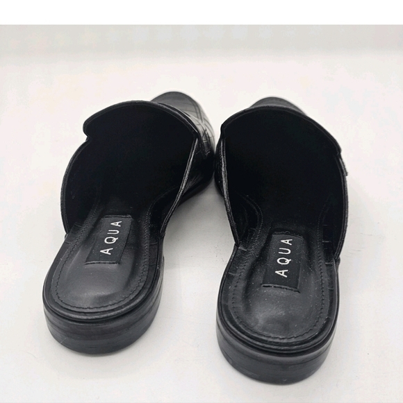 Aqua Womens Gina Loafer Mules Leather Croc Print Slip On Round Toe Black 6M - Picture 4 of 10